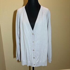J.Jill Light Gray Button Down Cardigan
